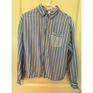 stars above blue white goodnight pajama top Juniors girls Sz L